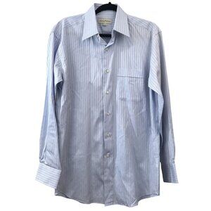 Tommy Bahama Mens Blue Striped 100% Cotton Button-Up Shirt Size 15 32-33